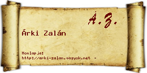 Árki Zalán névjegykártya